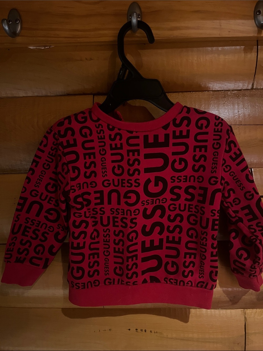 GUESS Red and Black Logo Crewneck Sweatshirt